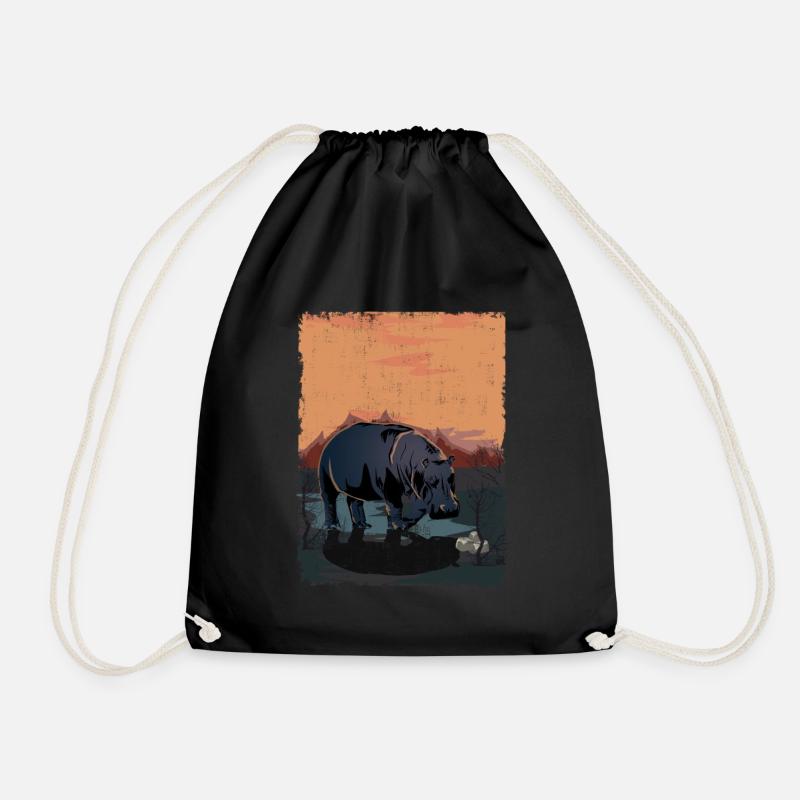 hippo - Drawstring Bag - black