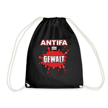 Antifa Gewalt Freie Medien Linksfaschisten Politik - Turnbeutel - Schwarz - Vorne