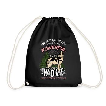 Wolf quote saying lion and tiger circus - Drawstring Bag - black - Front