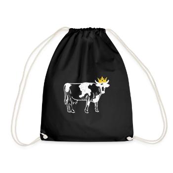 Cadeau de vache cool couronne doré - Sac de sport léger - noir - Devant