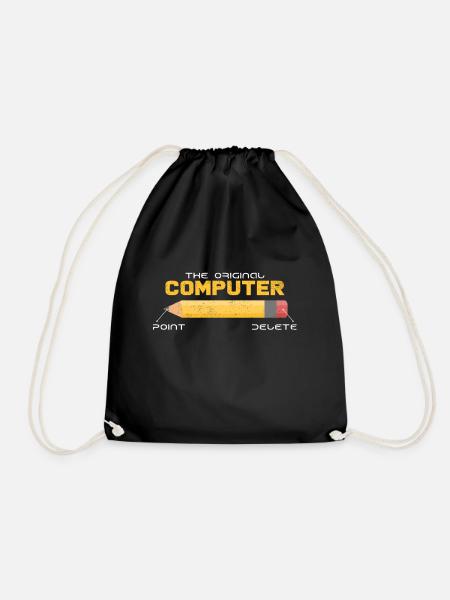 Cool Retro Computer Funny Sayings Gift Idea - Drawstring Bag - black