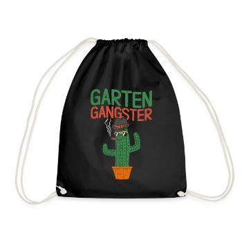 Garten Gangster Gartenbau Kaktus Gärtner Geschenk - Turnbeutel - Schwarz - Vorne