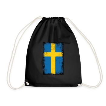 Sweden Swedish Flag Vintage Swedish Flag - Drawstring Bag - black - Front