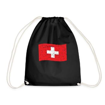 Switzerland Swiss Flag Switzerland Swiss Flag CH - Drawstring Bag - black - Front