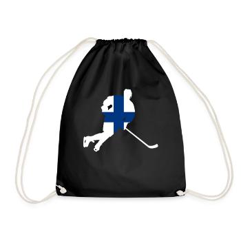Eishockeyspieler Finnland - Turnbeutel - Schwarz - Vorne