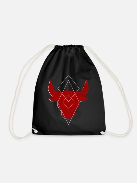 geometric cool bull red gift - Turnbeutel - Schwarz