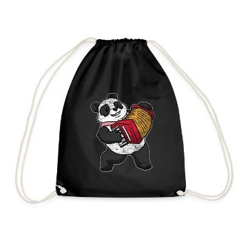 Akkordeon Panda - Turnbeutel - Schwarz - Vorne