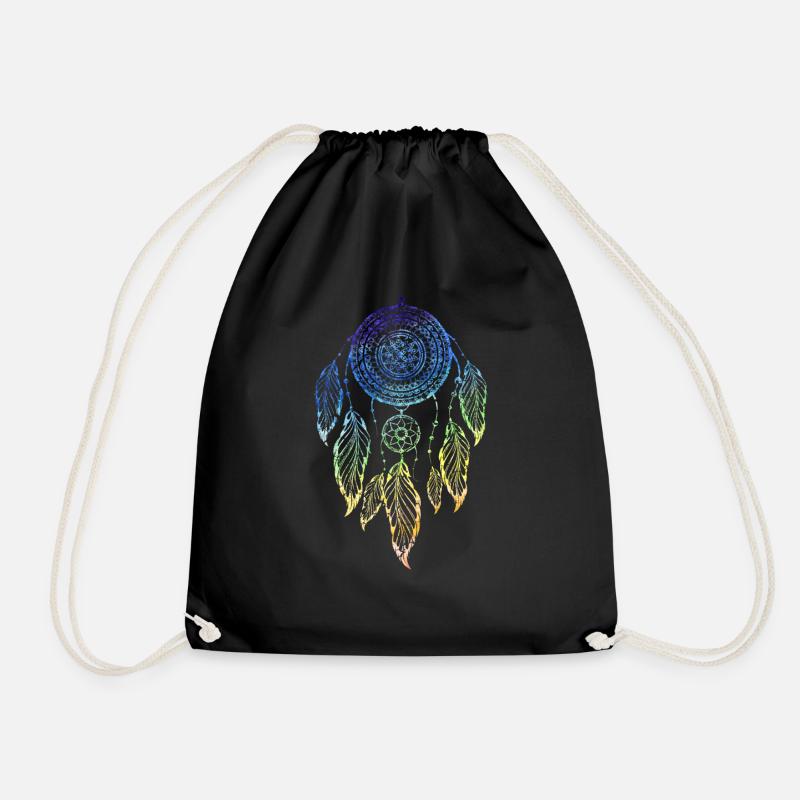 dream catcher - Drawstring Bag - black