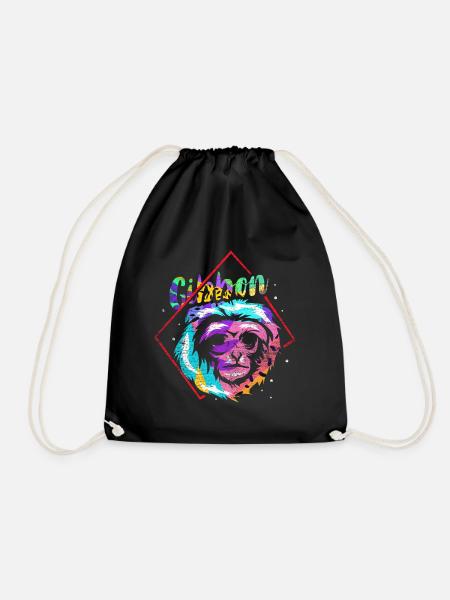 Gibbon gift - Drawstring Bag - black