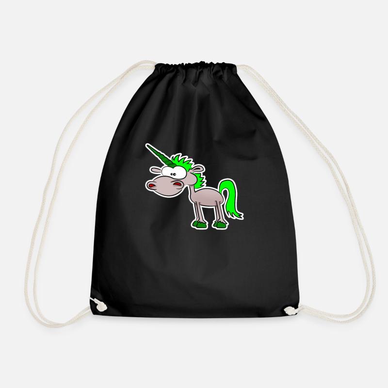 Funny unicorn - Drawstring Bag - black