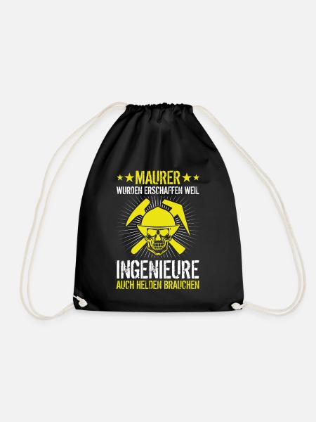 Lustiges Maurer Geschenk HELD DER INGENIEURE - Turnbeutel - Schwarz