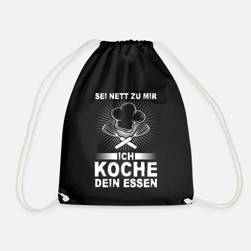 Lustiges Koch Geschenk ICH KOCHE DEIN ESSEN - Turnbeutel - Schwarz