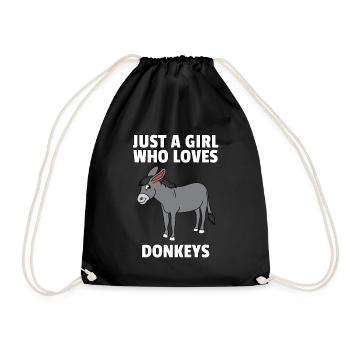 Donkey Funny Sweet Animal Love Donkey Gift - Drawstring Bag - black - Front