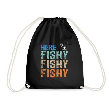 Fish Fishing Funny - Drawstring Bag - black - Front