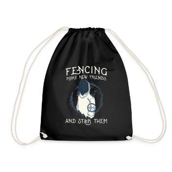 Fencing Fencer - Drawstring Bag - black - Front