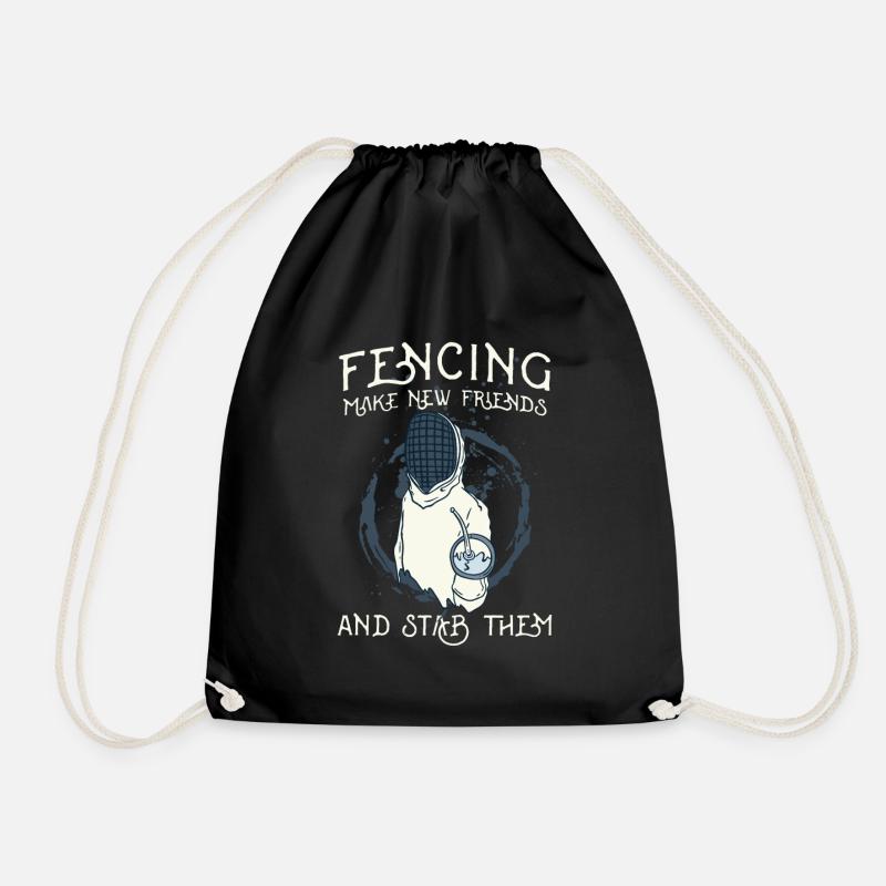 Fencing Fencer - Drawstring Bag - black