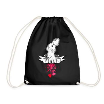 Vegan Bunny Rabbit Hase Kaninchen Vegetarier - Turnbeutel - Schwarz - Vorne