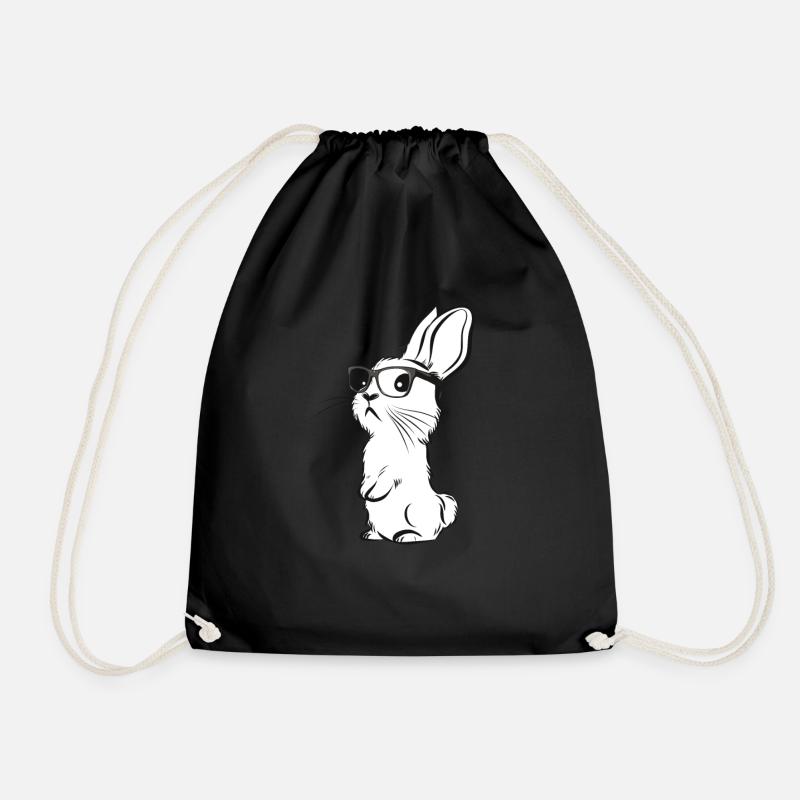 Hipster Bunny Rabbit Hippie Hase mit Brille - Turnbeutel - Schwarz