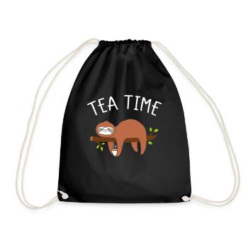 Tea Time Sloth Tea - Drawstring Bag - black - Front