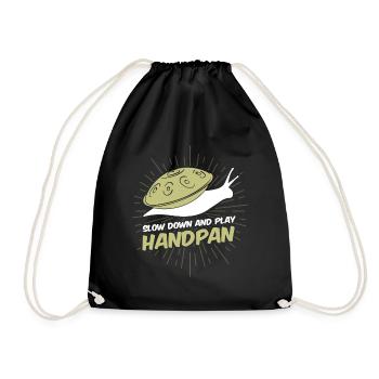 Handpan Hang Snail Music Sound T-Shirt Tee - Drawstring Bag - black - Front