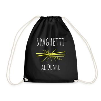Spaghetti Pasta Nudeln Geschenk - Turnbeutel - Schwarz - Vorne