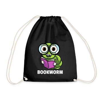 Buch Lesen Bücher Lernen Bücherwurm Geschenk - Turnbeutel - Schwarz - Vorne