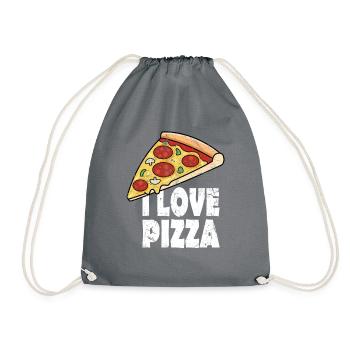 I Love Pizza mit Grunge-Effekt - Turnbeutel - Grau - Vorne