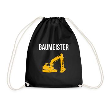 Excavator builder construction site excavator dredging - Drawstring Bag - black - Front
