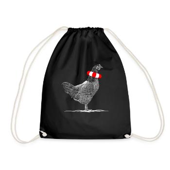 Lustiges Huhn Hühner mit Schwimmring Urlaub - Turnbeutel - Schwarz - Vorne