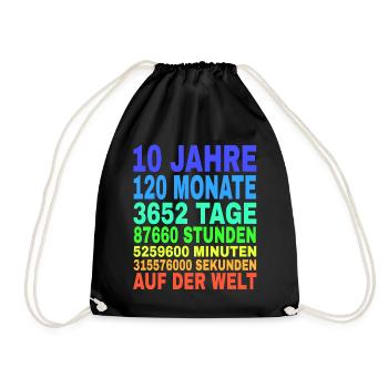 10 ans cadeau d'anniversaire fille garçon - Sac de sport léger - noir - Devant