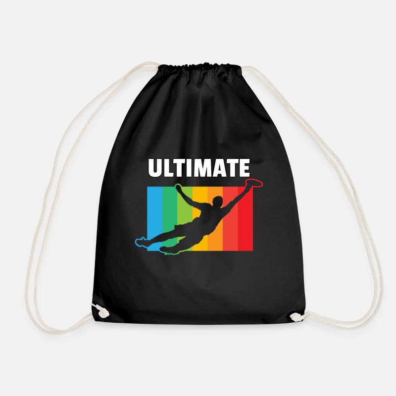 Ultimate Frisbee flying disc disc golf gift - Drawstring Bag - black