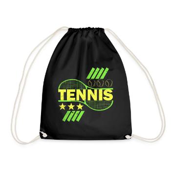 Tennis Farbmotiv Tennisschläger Geschenkidee - Turnbeutel - Schwarz - Vorne