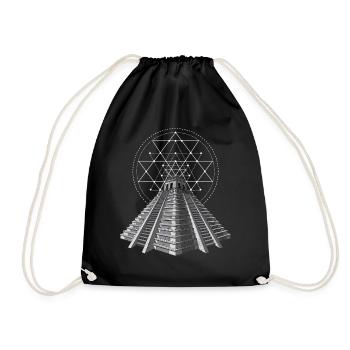 Aztec Mayan Pyramid Ancient Sacred Geometry - Drawstring Bag - black - Front