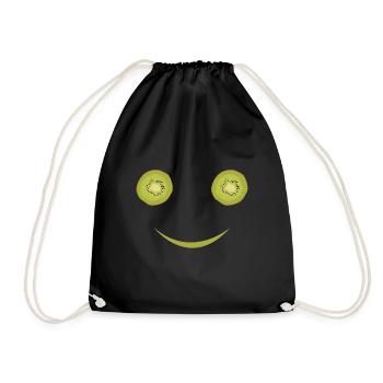 Kiwi Obst Frucht Smile - Turnbeutel - Schwarz - Vorne