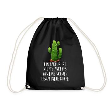 Kaktus Gurke Funshirt lustige Sprüche Kakteen - Turnbeutel - Schwarz - Vorne