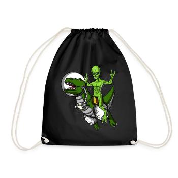 Space Alien Reiten T-Rex Dinosaurier Astronaut - Turnbeutel - Schwarz - Vorne