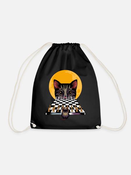 Katze Maus Schachspiel Cool Schachzug Geschenkidee - Turnbeutel - Schwarz