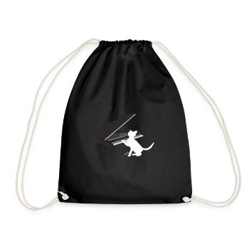 Katze spielt Klavier Niedliches Geschenk - Turnbeutel - Schwarz - Vorne