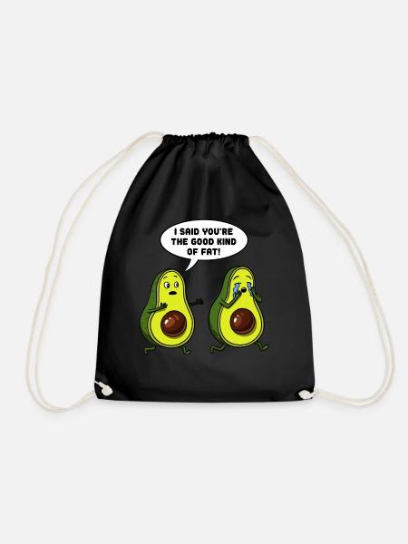 Avocado The Good Kind Of Fat Vegan - Drawstring Bag - black