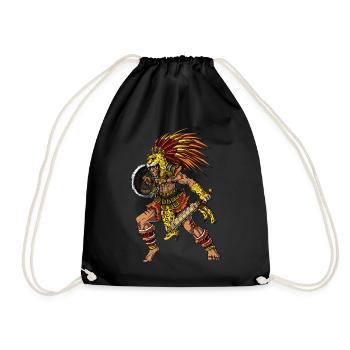 Aztec Jaguar Warrior - Drawstring Bag - black - Front