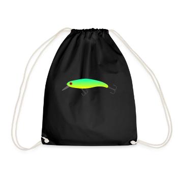 Wobbler Angeln Angler Fischen Fische Geschenk - Turnbeutel - Schwarz - Vorne