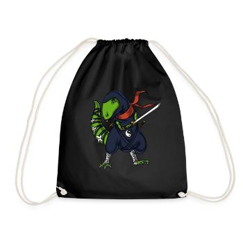 T-Rex Dinosaurier Ninja Krieger Samurai - Turnbeutel - Schwarz - Vorne