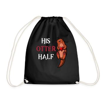 His Otter Half Girlfriend Matching - Drawstring Bag - black - Front