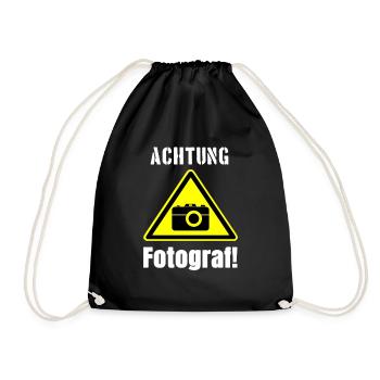 Achtung Fotograf - Turnbeutel - Schwarz - Vorne