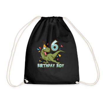 Dino 6 Birthday - Drawstring Bag - black - Front