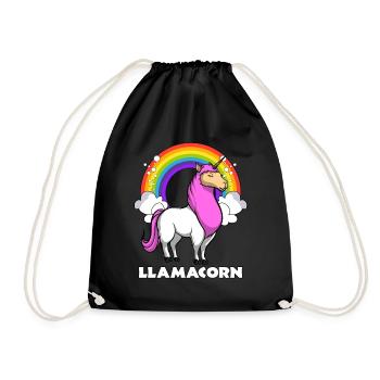 Llamacorn Unicorn Llama Alpaca Magical Animal - Drawstring Bag - black - Front