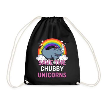 Speichern Sie die molligen Einhörner Rhino Magical Rainbow - Turnbeutel - Schwarz - Vorne