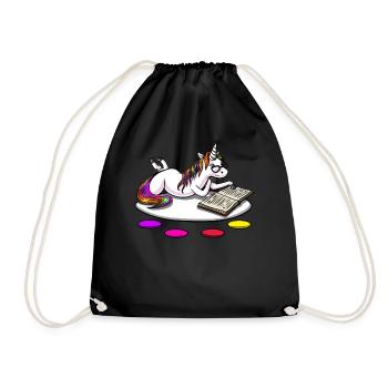 Magical Unicorn Book Reading Nerd - Drawstring Bag - black - Front