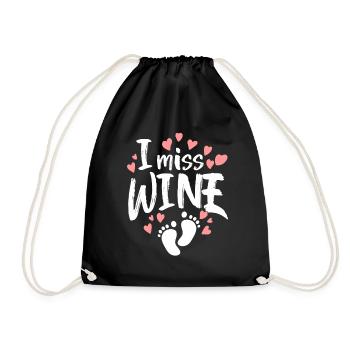 Schwanger Schwangerschaft Baby Wein Geschenkidee - Turnbeutel - Schwarz - Vorne