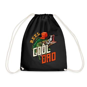 Reel Cool Dad | Angler Vater Wortspiel Geschenk - Turnbeutel - Schwarz - Vorne